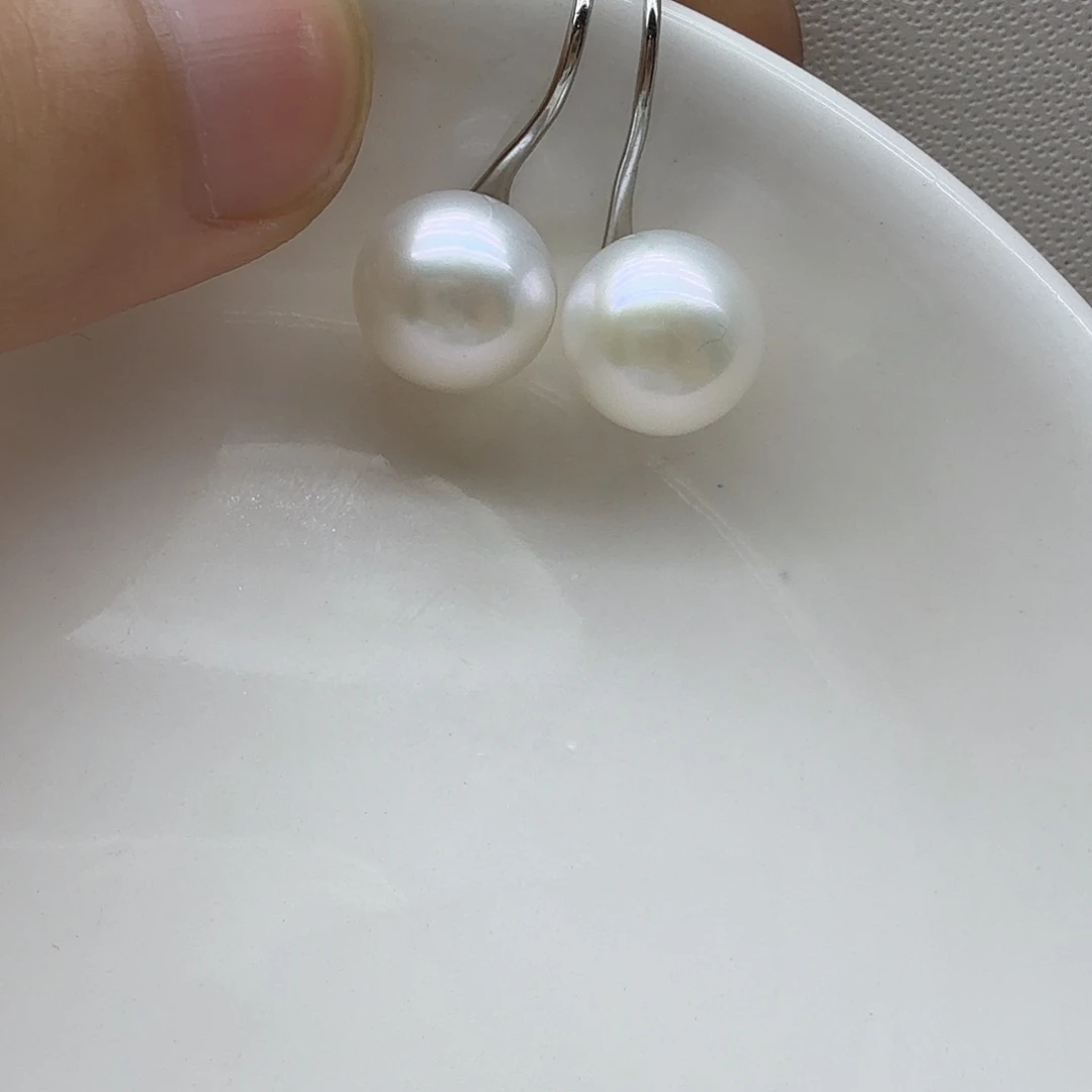 淡水珍珠银S925镶嵌耳饰10-11爱迪生珍珠淡水珍珠高跟鞋耳钉