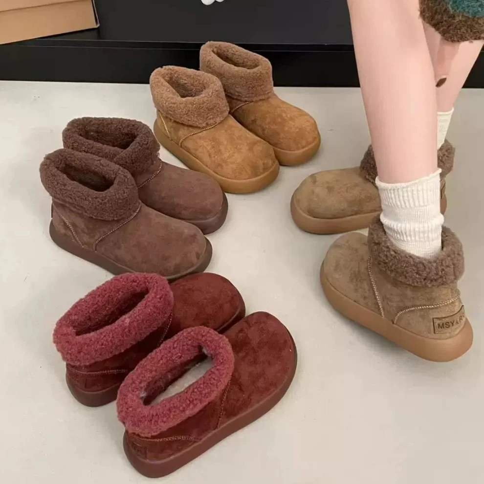 厚底时装靴女新款复古显瘦套筒马丁靴短靴818-6