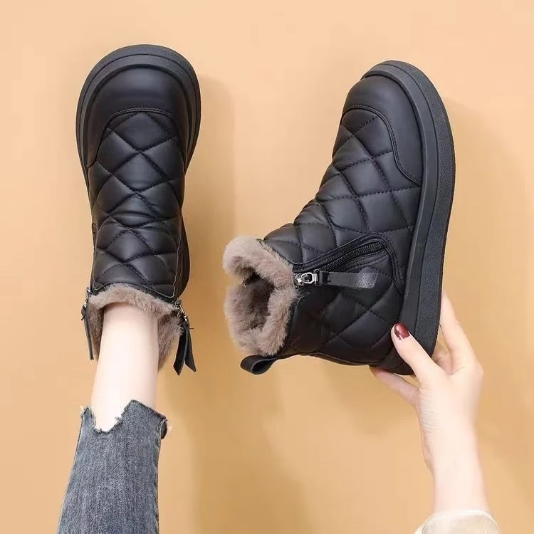 雪地靴女加绒加厚增高防水防滑保暖女短靴厚底不闷脚东北大棉鞋