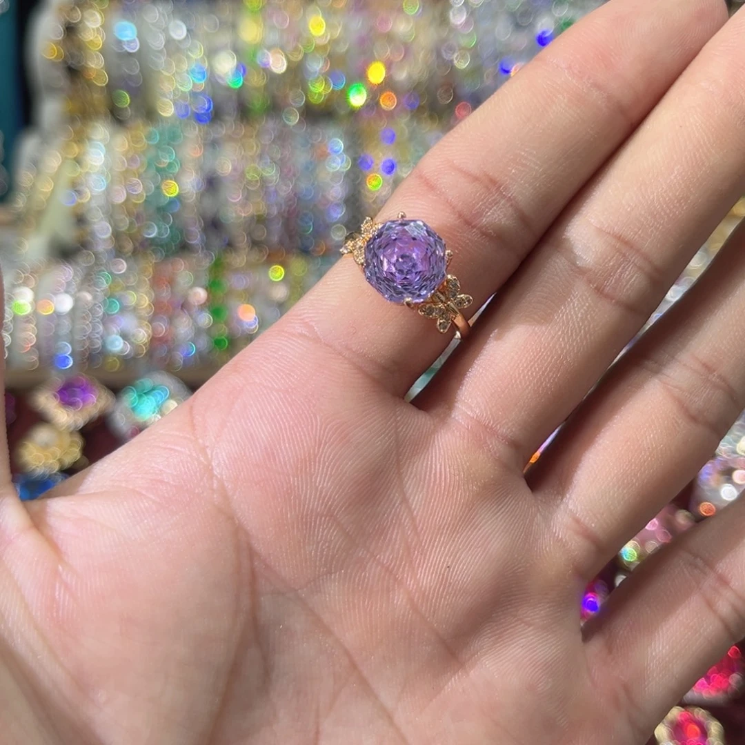 锆石铜合金玫瑰切戒指