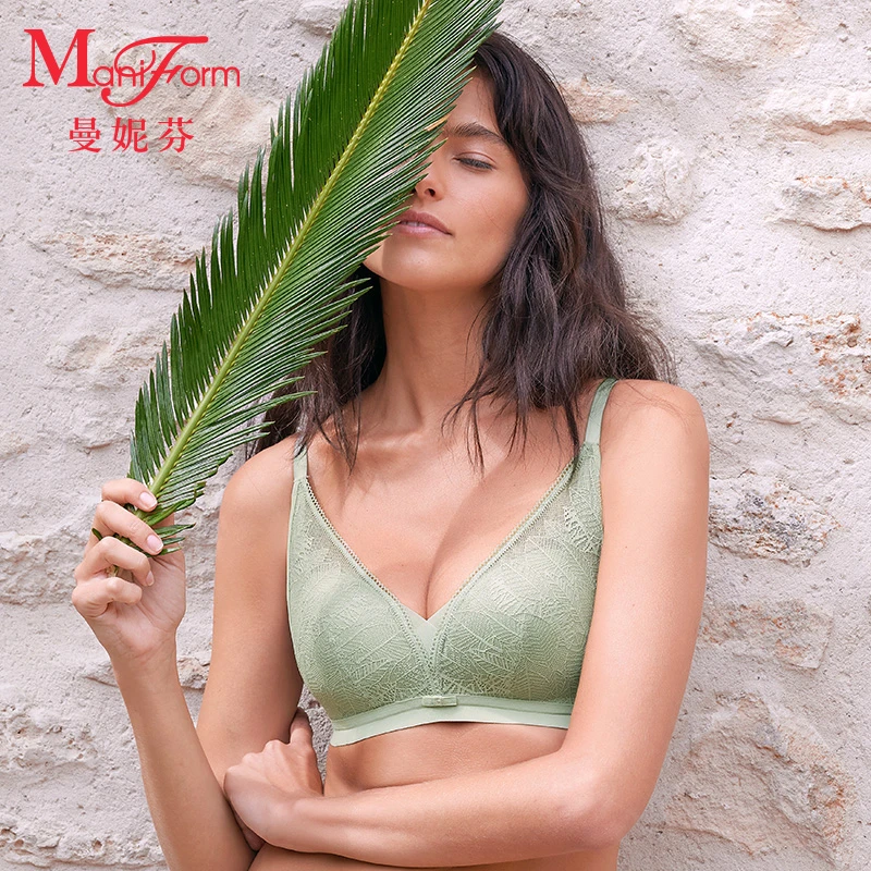 「朱珠同款」曼妮芬舒适无钢圈文胸法式性感蕾丝软支撑内衣胸罩