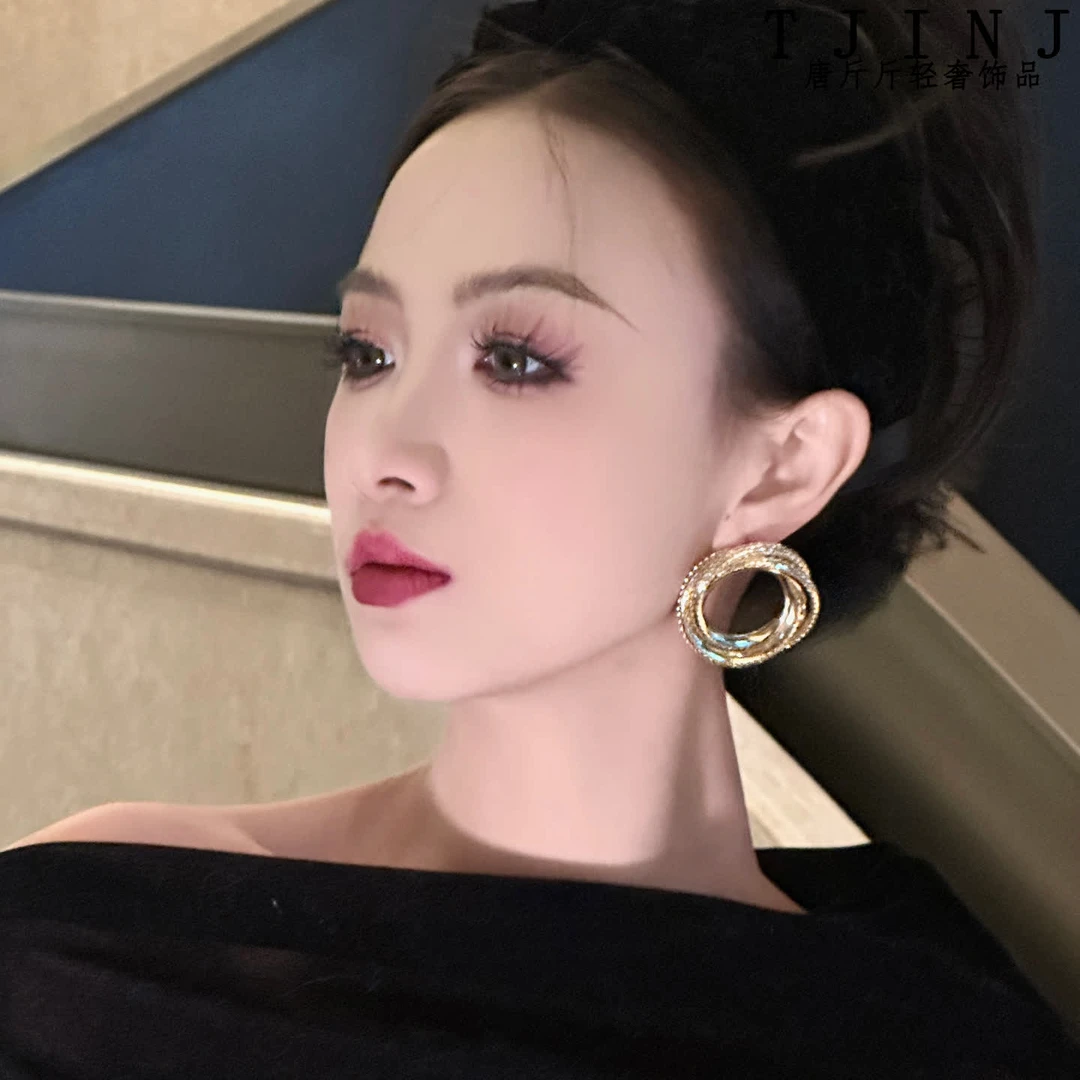 铜合金耳饰 【秘境之域】轻奢气质耳钉港风复古镂空圆形耳环