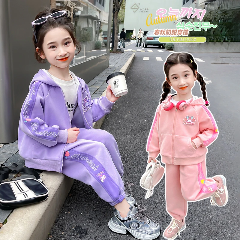 女童秋装套装卡通运动网红洋气印花时髦卡通奶甜春装时尚女孩潮