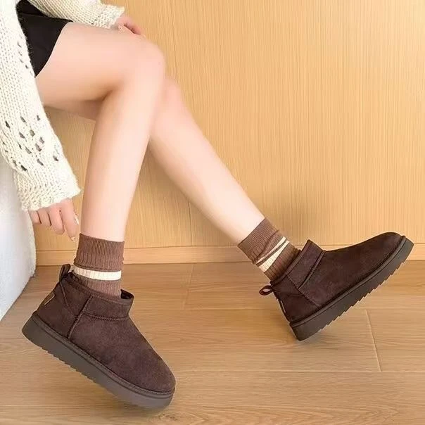 【运费险】厚底雪地靴女2025新款冬季短筒增高保暖短靴加绒棉鞋女