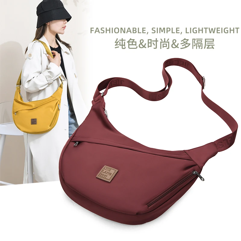 女包新款时尚斜挎包饺子包中年妈妈包轻便休闲单肩包布包TC-2346