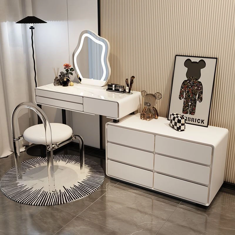 主卧化妆桌多功能组合卧室奶油风伸缩收纳斗柜现代轻奢家用简约