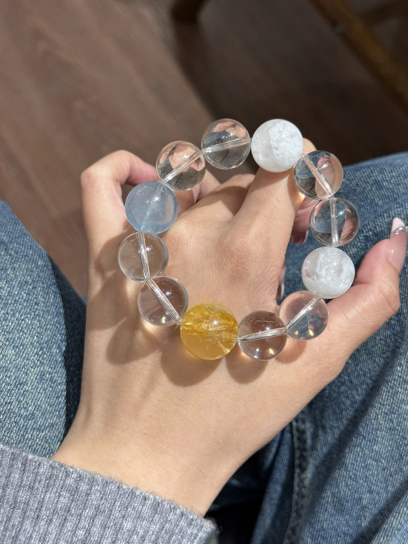 【星轨流光】天然水晶高端设计款海蓝宝雪花幽灵黄胶花白水晶设计款