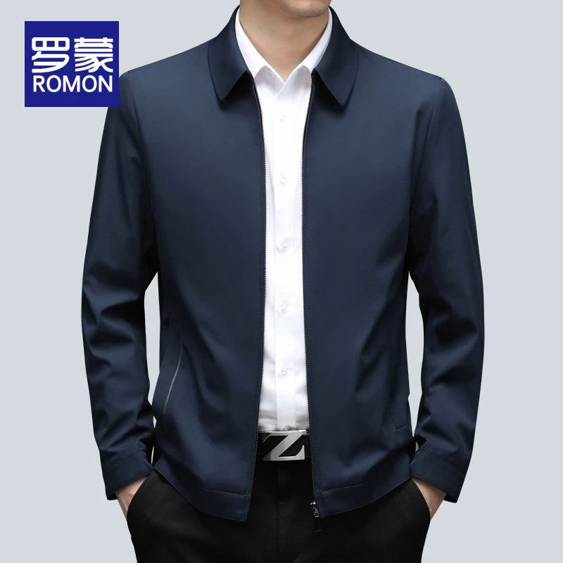 罗蒙秋季男士商务休闲外套男款秋冬行政夹克男款时尚百搭男装上衣