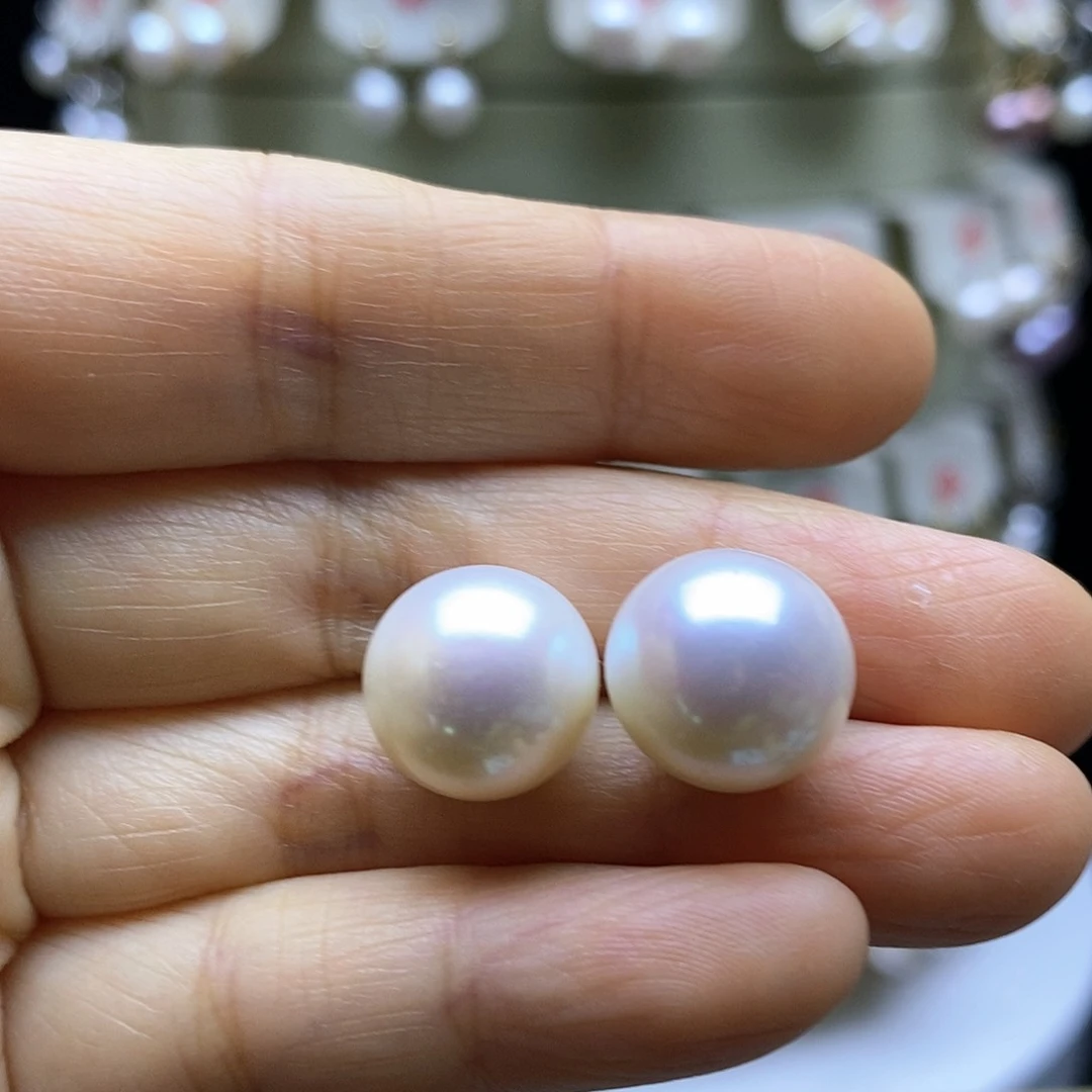 淡水珍珠耳饰银S925镶嵌柚*?