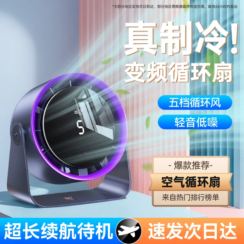 2025蛇年新款桌面小风扇办公宿舍家用风扇USB充电卧室大风力静音