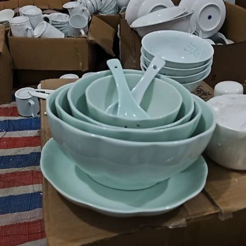 瓷青瓷南瓜6寸面碗6个8寸汤碗一个