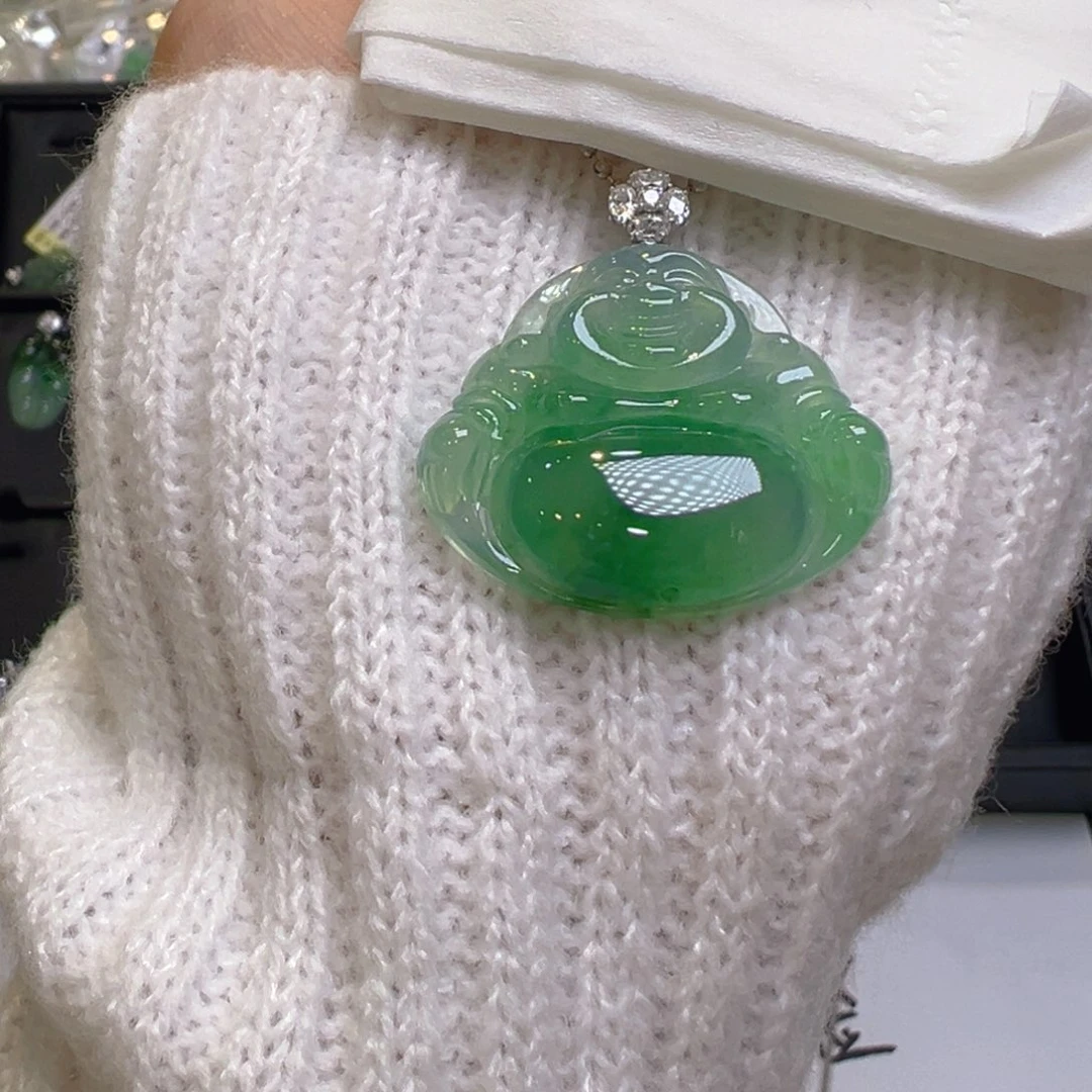 翡翠18K金镶嵌吊坠(不含链)