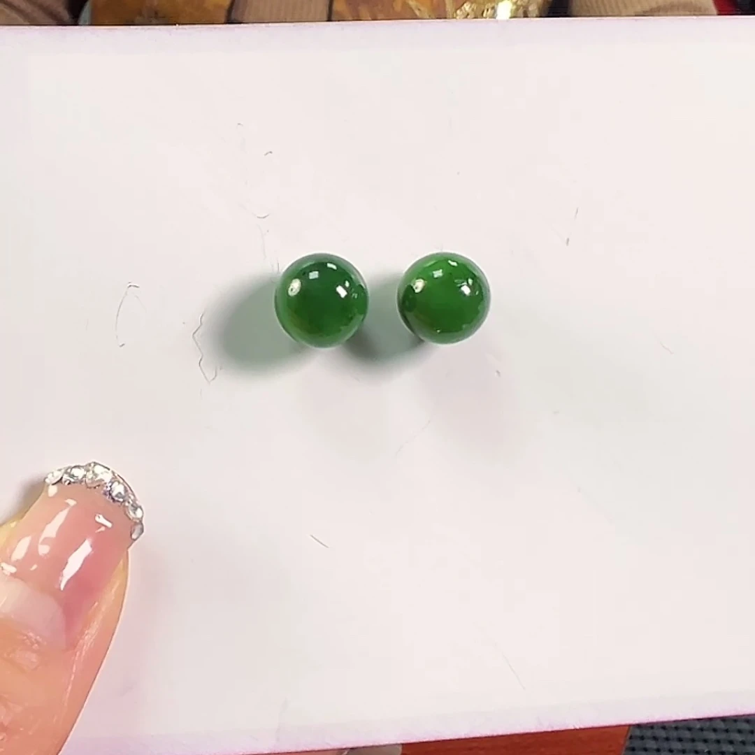 和田玉（碧玉）银S925镶嵌耳饰