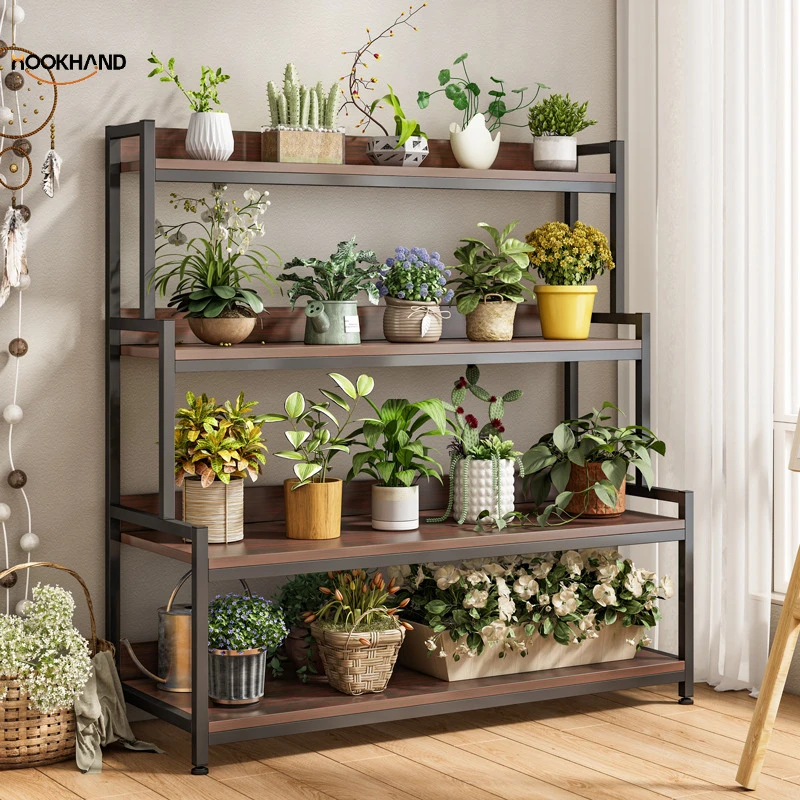 铁艺可移动花架带轮置物架阶梯客厅落地式多层花架子阳台户外庭院