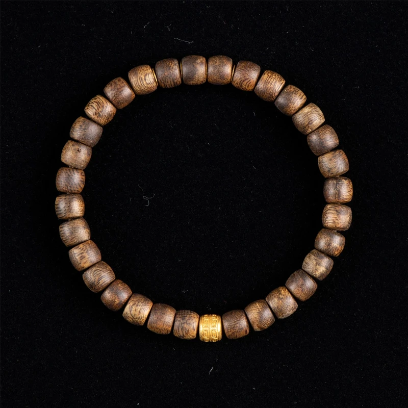 沉香（老型）18K金回纹手串5.5-6mm手围15cm 18cm K金约0.4