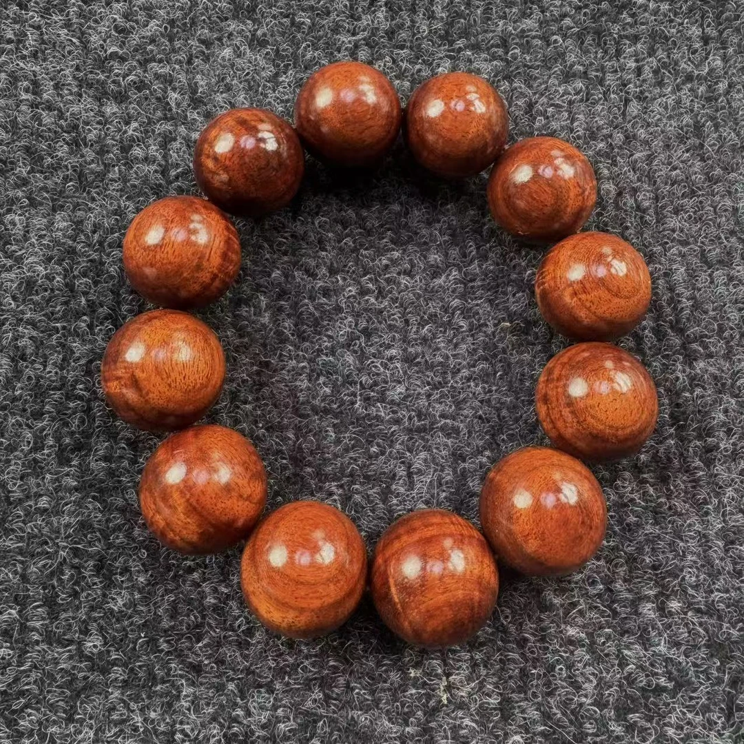 精品正宗海南黄花梨紫红油水波纹老料2.0文玩手串