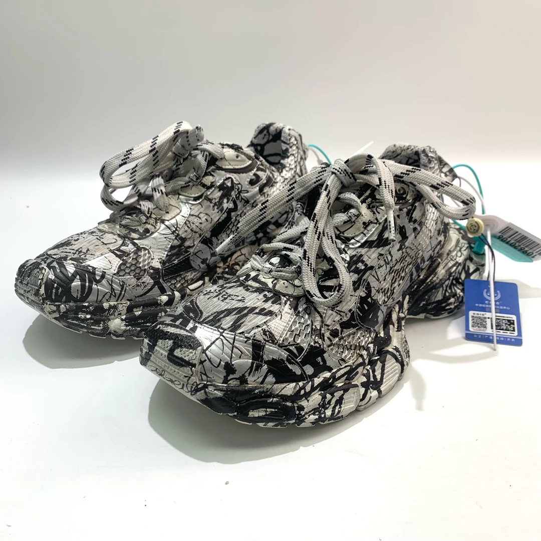99新 Balenciaga/巴黎世家 42码 黑白涂鸦 3xl老爹鞋bl0480