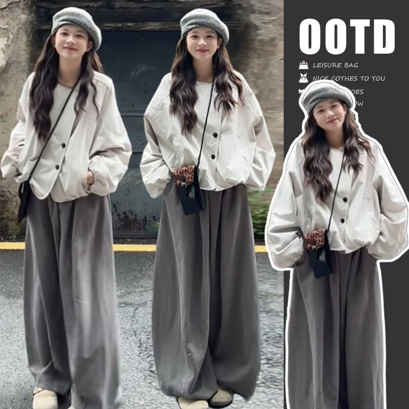 孕妇装女2025早秋新款爆款韩系松弛感宽松减龄外套花苞阔腿裤套装