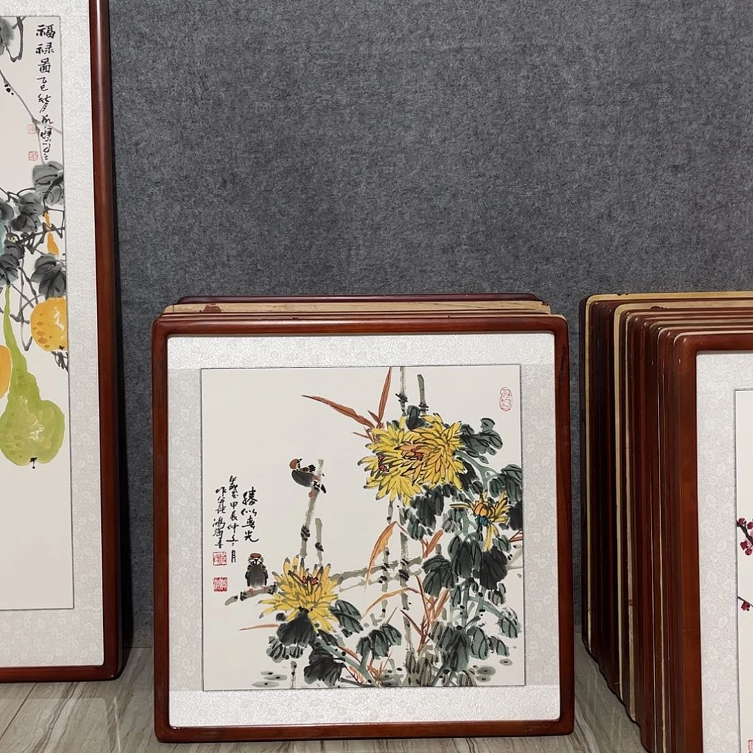 国画书画作品带框63×63