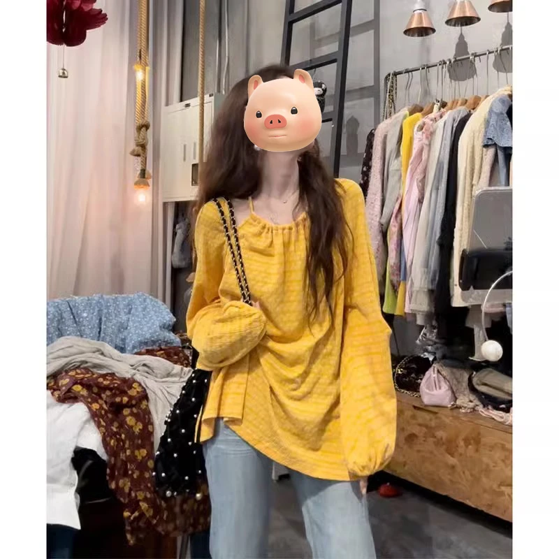 法式肌理感黄色挂脖衬衫女2025夏季新款设计感小众衬衣高级感上衣