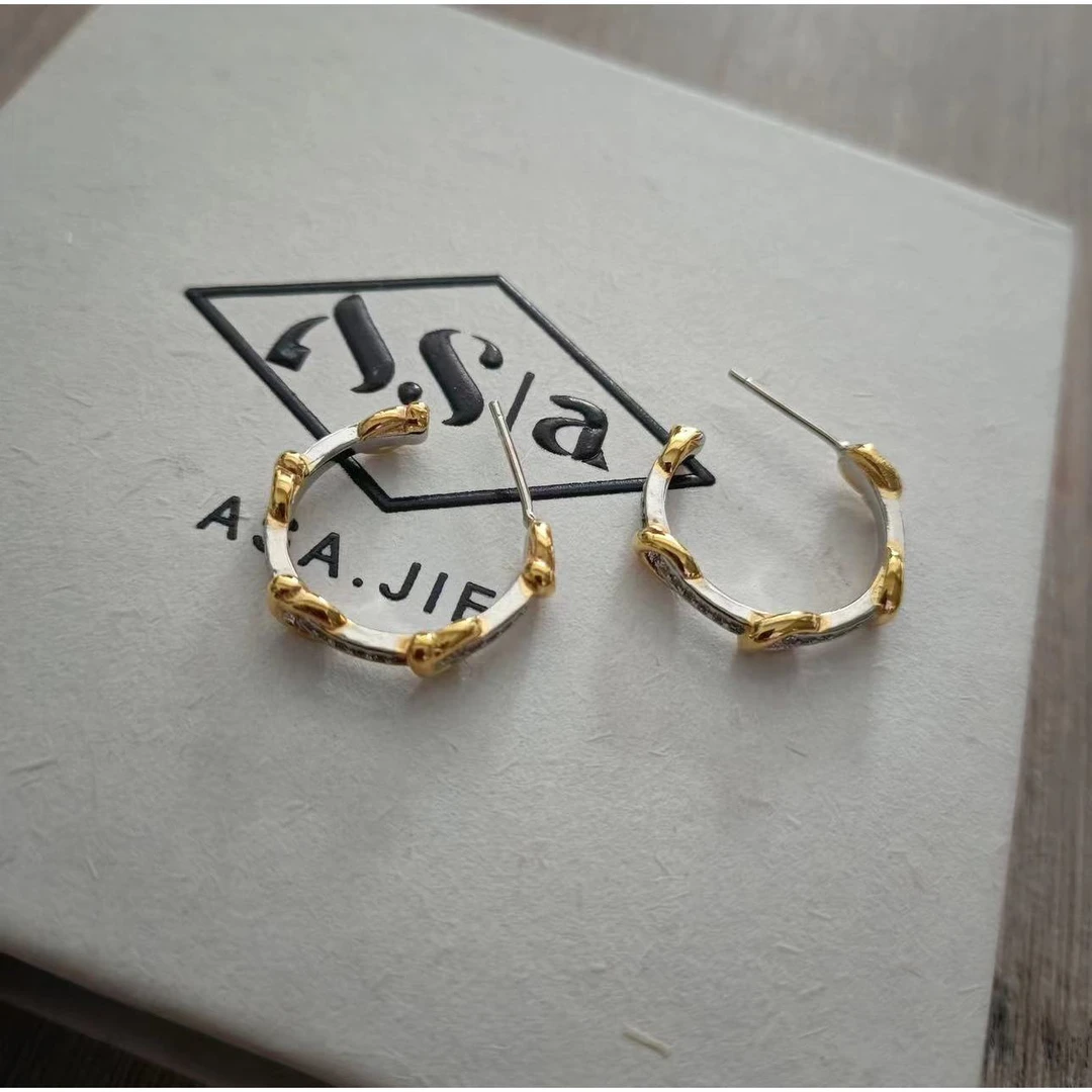 铜合金合成锆石耳饰 ASA. J I E 休闲简约百搭耳环AAES112