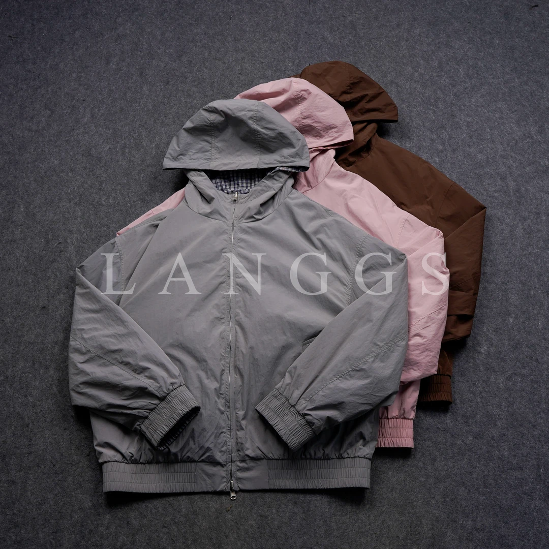 LANGGS&浪叔 春季休闲百搭连帽泡泡纱双面穿夹克外套-SS5157