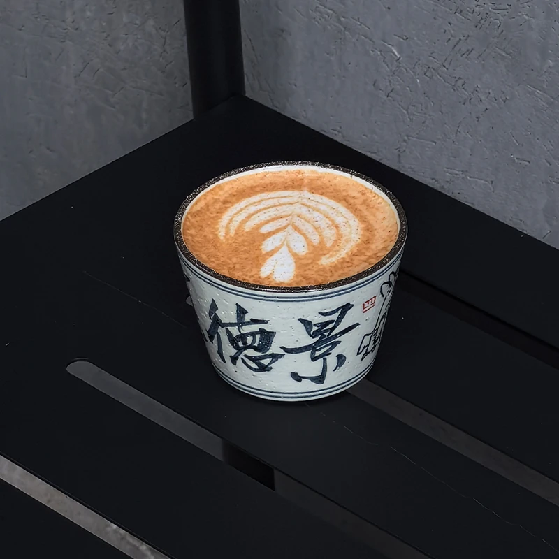 原来是泥新中式ins风创意景德镇书法咖啡杯手握杯圆盘甜品碟