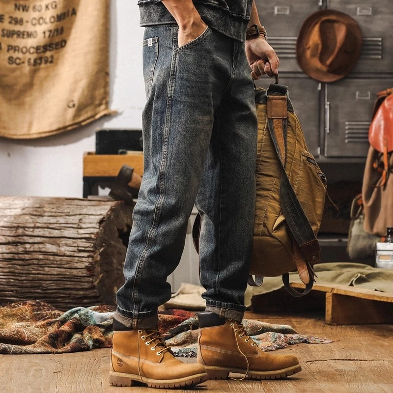 美式复古牛仔裤男秋冬2025新款潮牌裤子男宽松直筒男士休闲长裤子