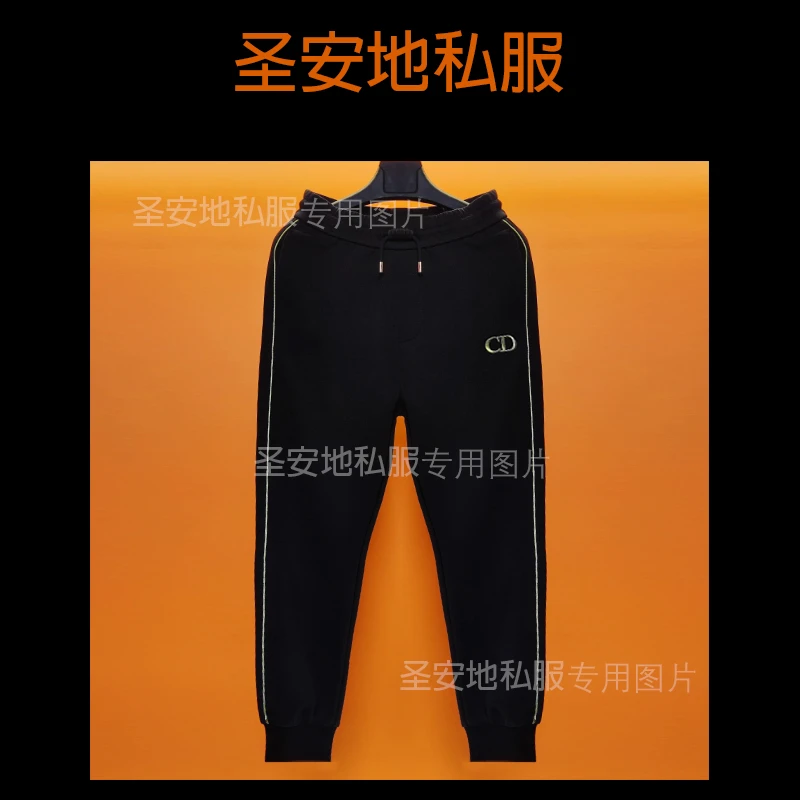 【高质量】2025年秋冬新款刺绣蜜蜂金色拉身边长裤男束脚裤休闲裤子