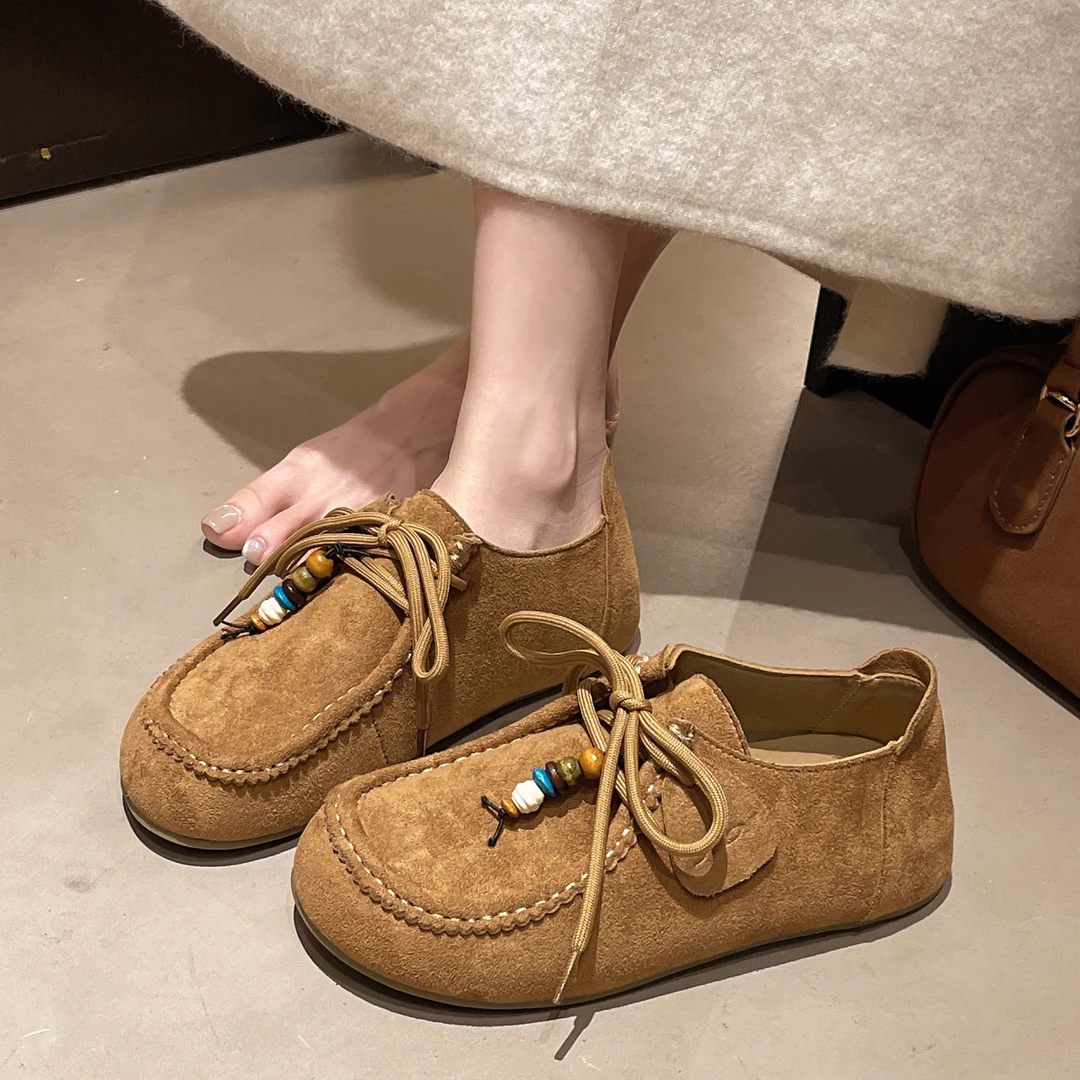 厚底内增高勃肯鞋女2025新款秋季复古时尚百搭乐福鞋子豆豆鞋单鞋