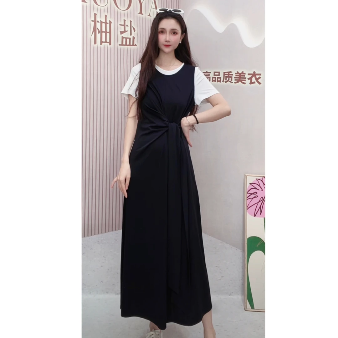高斯雪岚拼色气质时尚显瘦女裙优雅连衣裙25262036