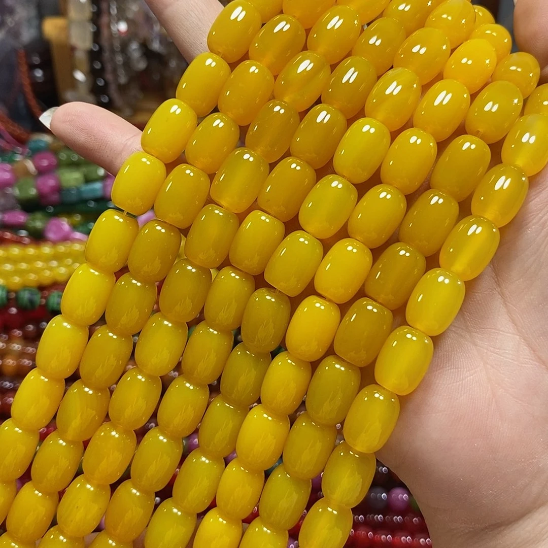 玛瑙/玉髓未镶嵌珠宝半成品玛瑙桶珠一条卡10*14mm