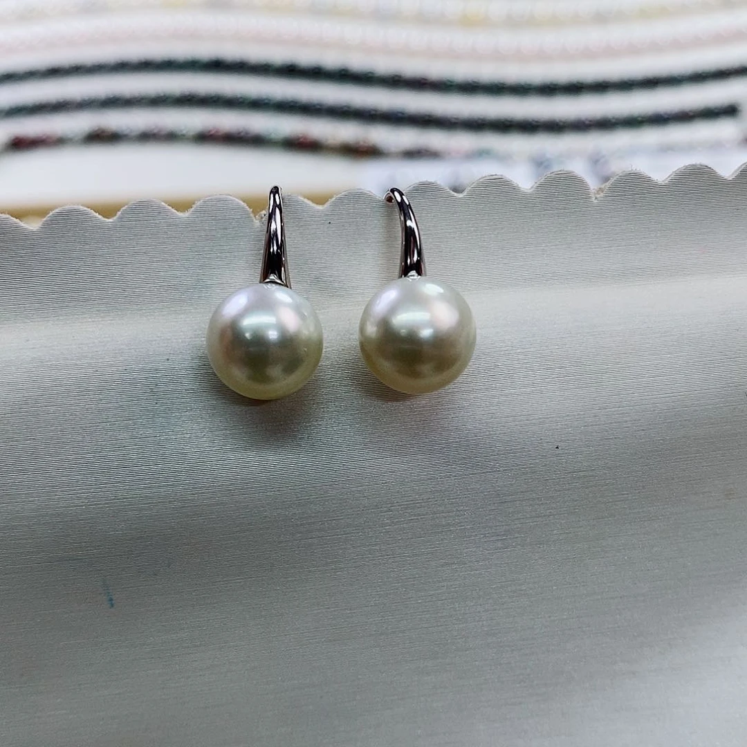 银S925镶嵌耳饰海水珍珠10-11