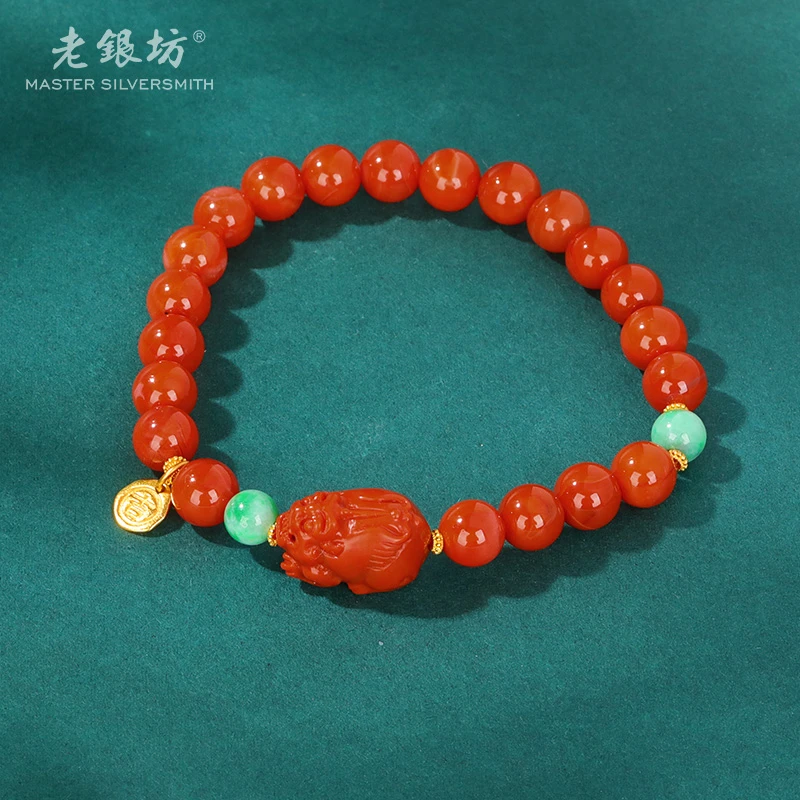 老银坊s925银吉牌南红貔貅手串 00351796