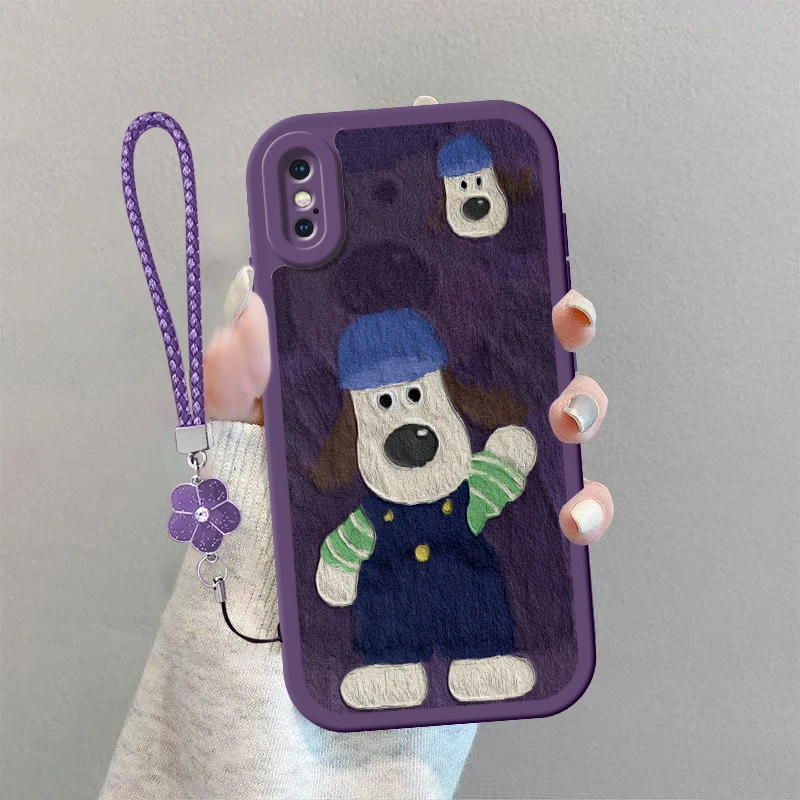 适用苹果xsmax手机壳女网红防摔iphonex小羊皮软壳小狗全包镜头xs