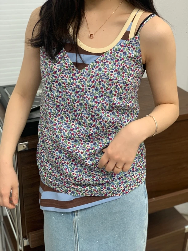 COEMES碎花短吊带上衣