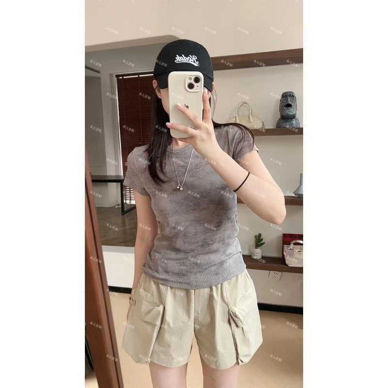 朵儿定制 【晕染】夏季设计感晕染弹力T恤 IX57