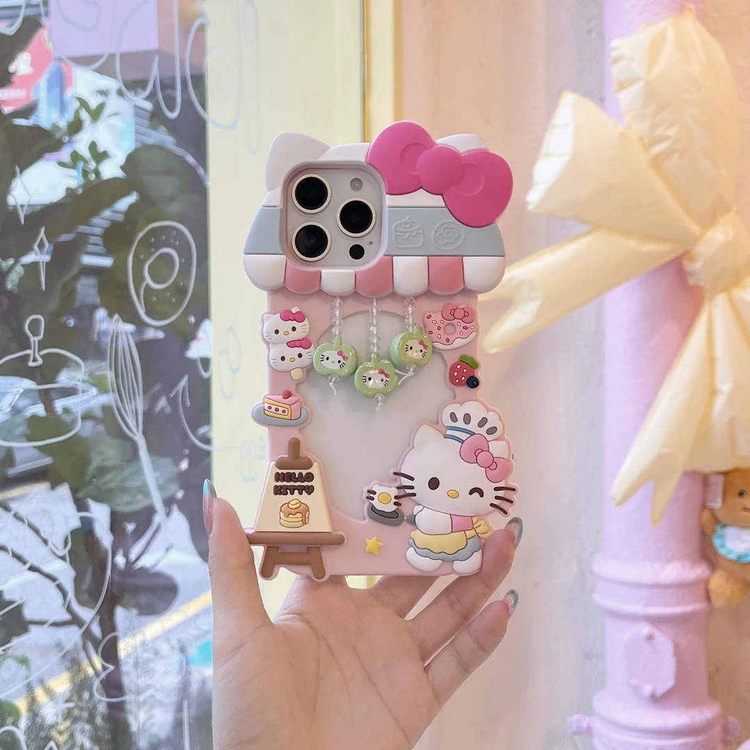 粉色猫咪小屋硅胶全包适用苹果16promax/15/14/13手机壳可爱立体