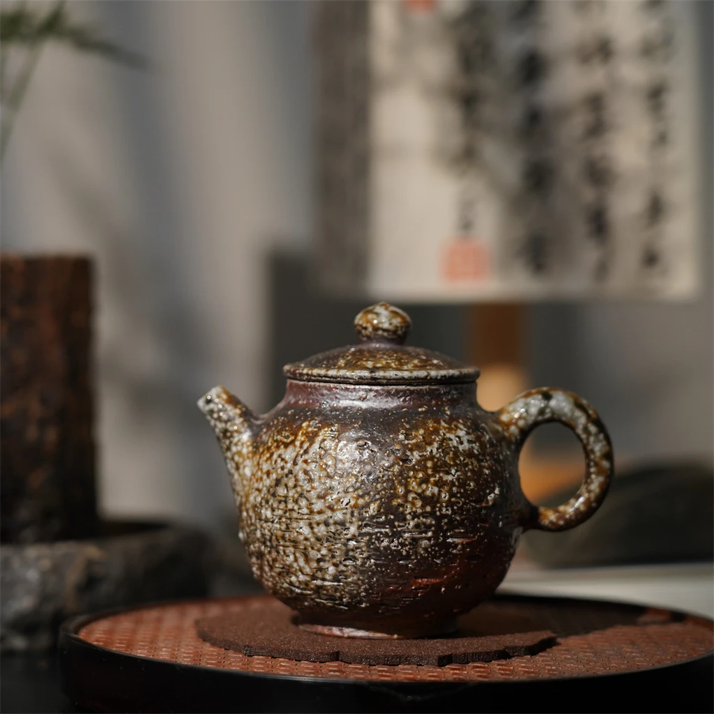 掌中宝粗陶正把壶170ml 纯手工原矿陶泥松木柴烧裸烧 箐山堂