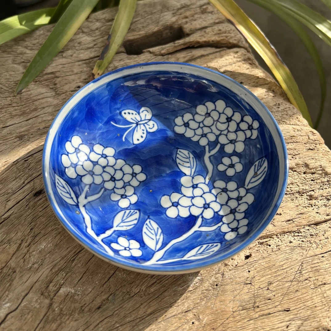 【若玉古美】绣球火锅碟手工手绘釉下彩高温瓷