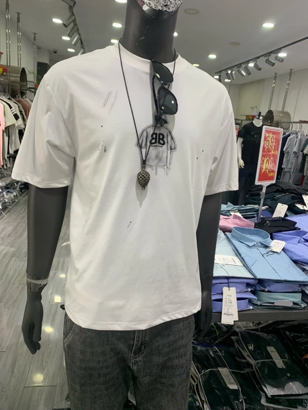 免烫常规款青少年夏季短袖T恤男士圆领户外白色个性潮男装休闲