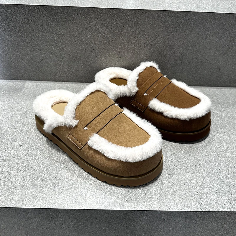 CATTING&KATHY女鞋25冬季新款70381168厚底加绒包头穆勒鞋棉拖鞋