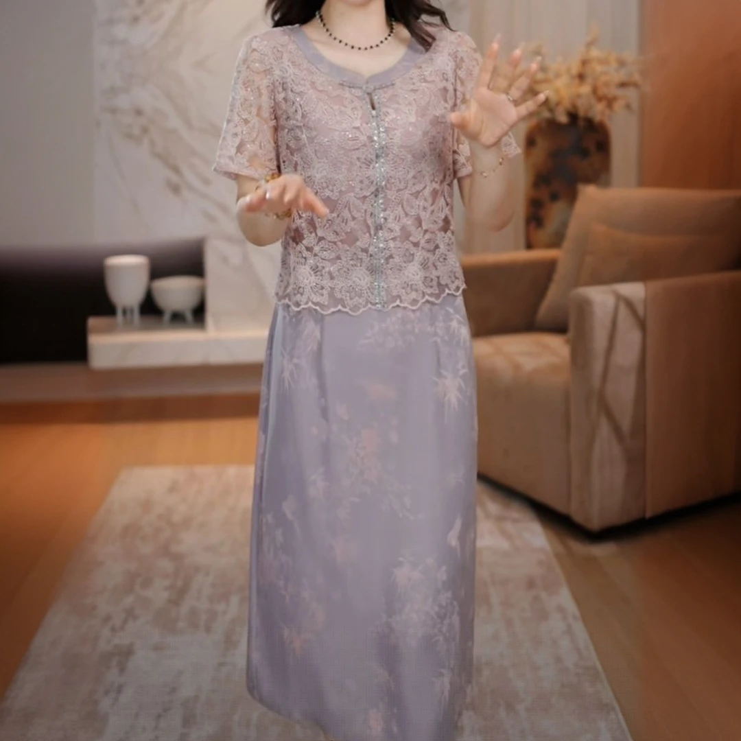 高级云锦缎高档中式国风刺绣旗袍裙2025夏季新款韵味中长款旗袍女