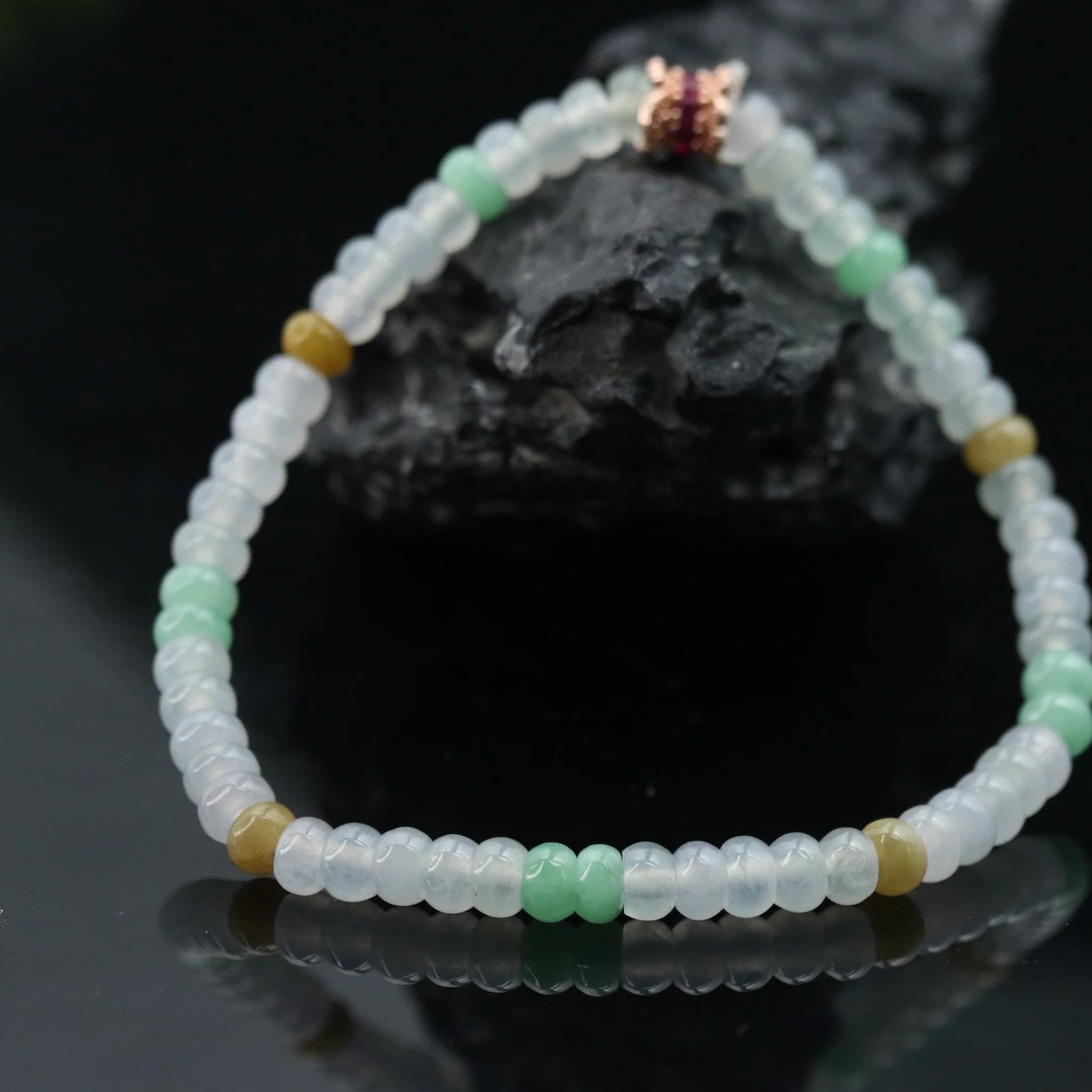 FC1天然缅甸翡翠A货算盘珠链/300395/保利厦门拍卖