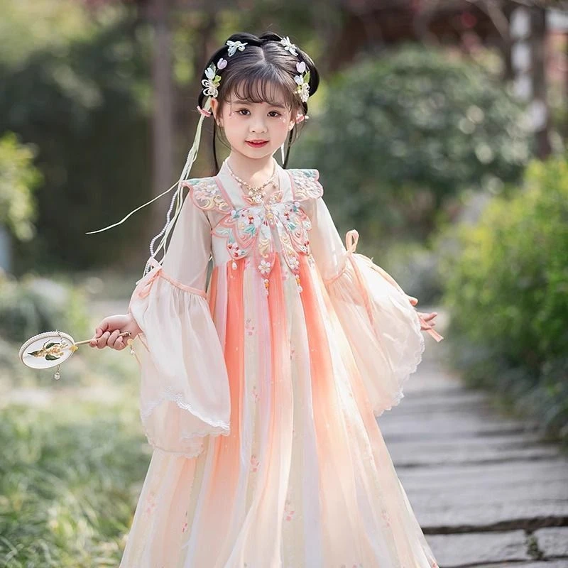 女童服古风儿童古装小女孩2025春秋新款中国连衣裙唐装超仙