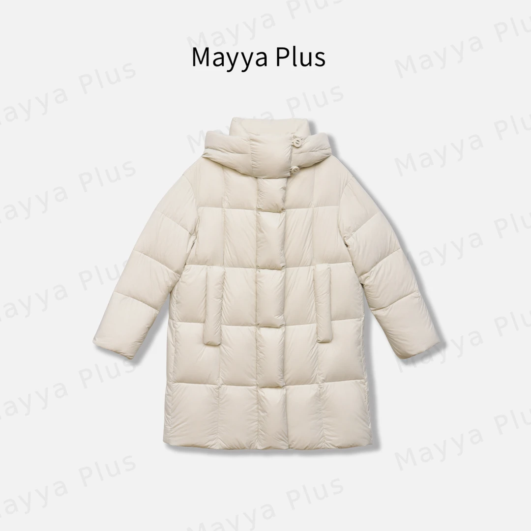 【鹅绒赞歌】Mayya Plus麦芽定制气质显瘦流光风中长羽绒服32546663