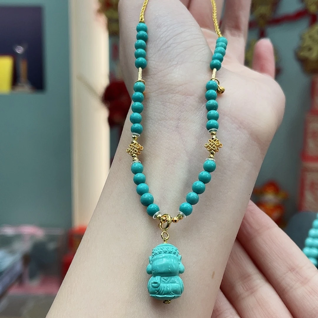 绿松石颈饰18K金镶嵌