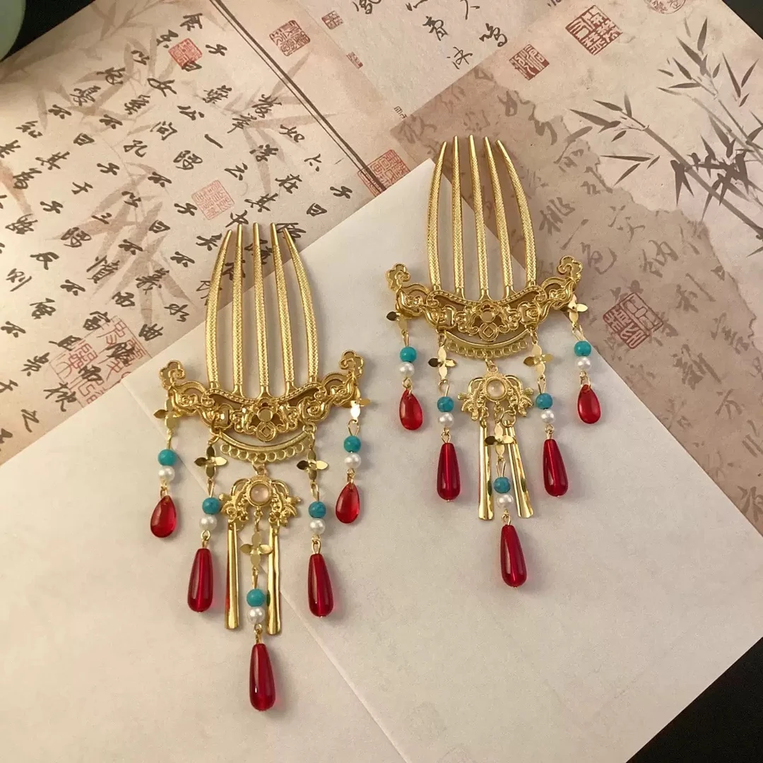 汉服流苏发梳唐风明制战国袍发饰古风发簪古典新中式古装头饰