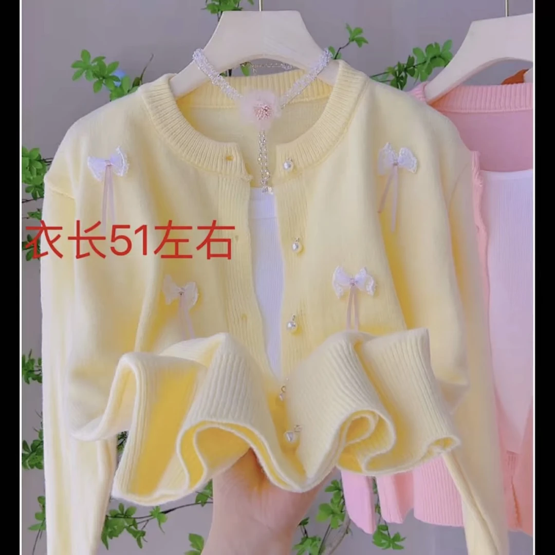 圆领抗污耐脏长袖蝴蝶结毛衣秋季洋气秋冬韩版针织