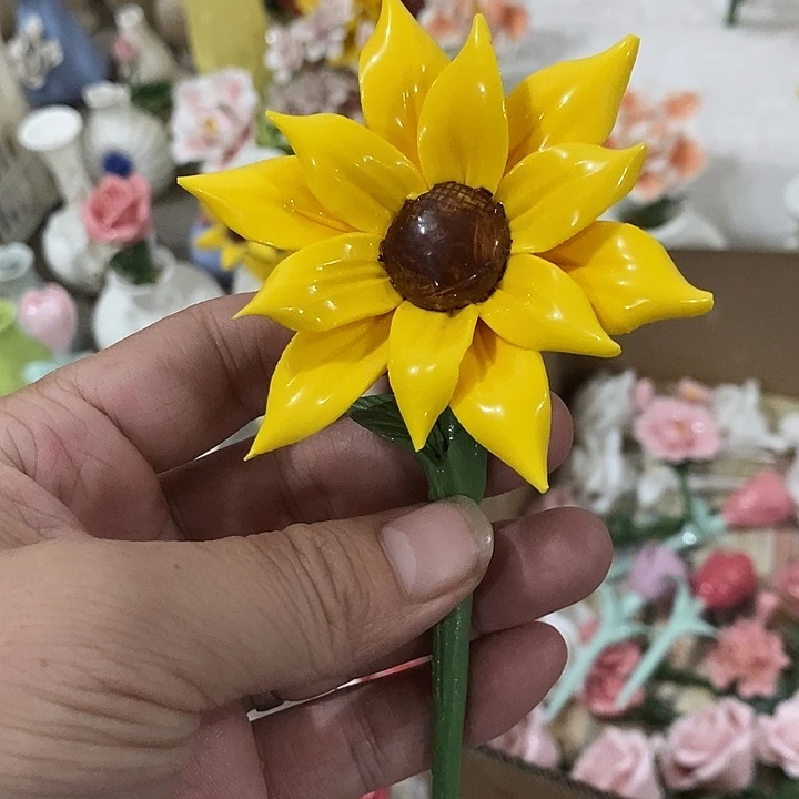 瓷片纯手工陶瓷花摆件瑕